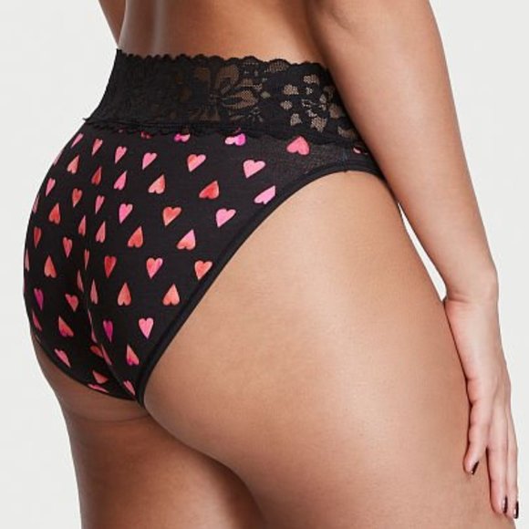 Victoria's Secret Other - 💕Last Pair VS Lace Waist Cotton High Leg Briefs w/ Hearts NWT So Comfy